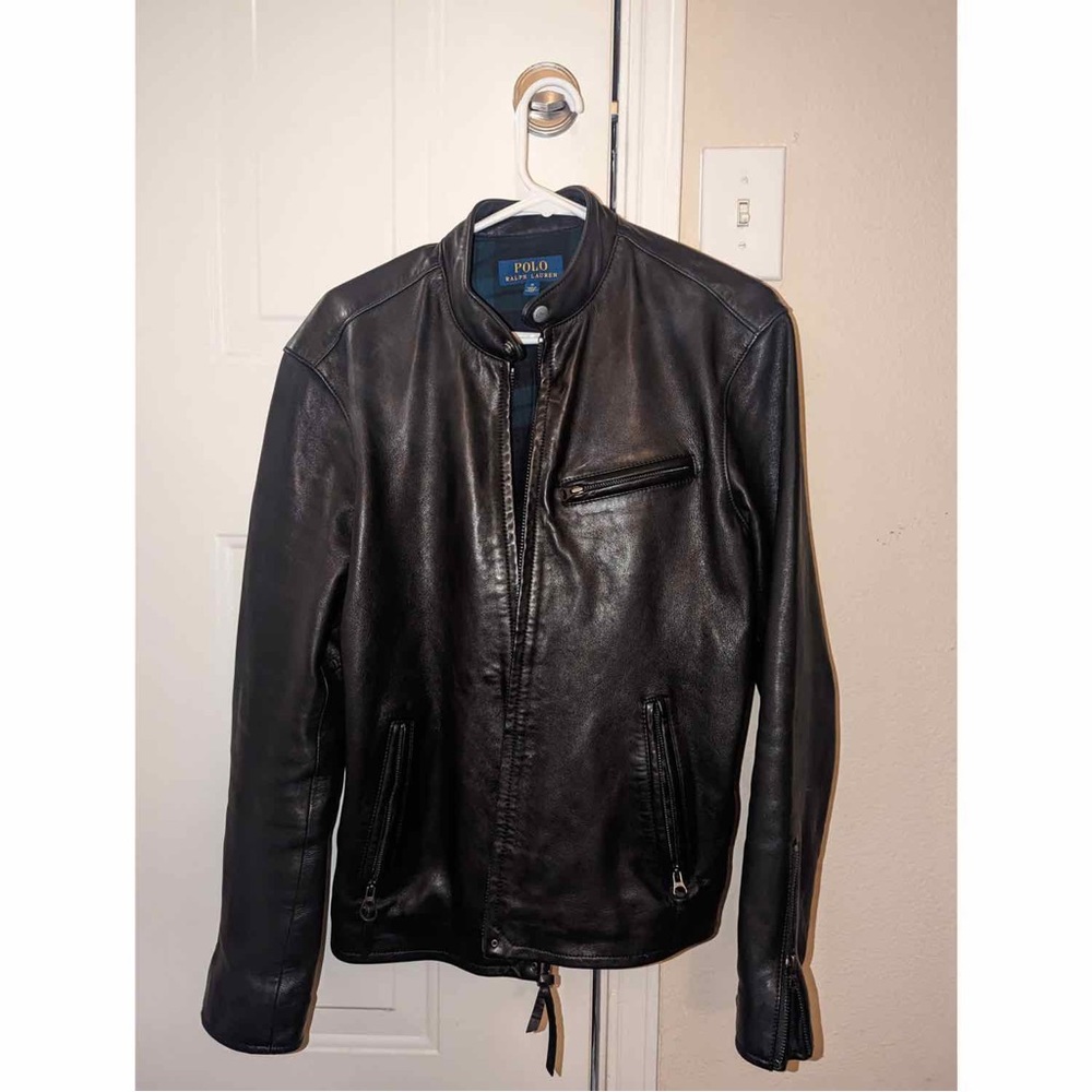 Polo Ralph Lauren Lambskin Café Racer Leather Jacket - Picture 3 of 13